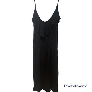 Layered Top Fit & Flare Dress in Black and Teal